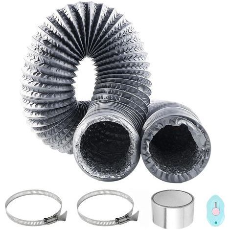 1 Tuyau Flexible 100mm, Longueur 6m, Aluminium Et PVC, Avec 2 Colliers Acier, Pour Climatisation Et Sécheuse (1/5)
