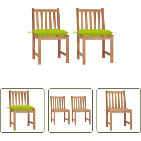 Chaise de jardin teck - Chaises de jardin lot de 2 avec coussins Bois de teck massif (1/5)
