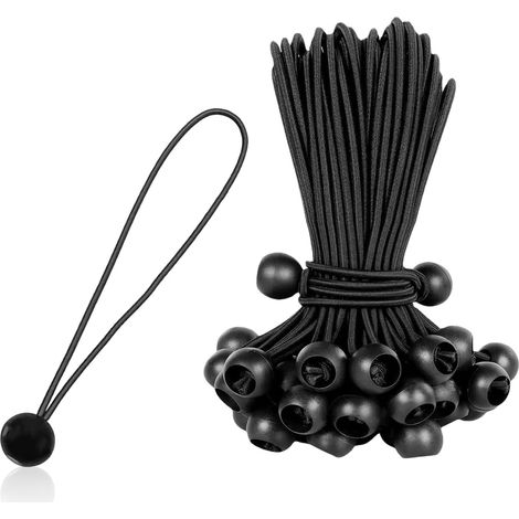 20 Pièces Tendeur Élastique pour Bâche 30cm - tendeur Elastique Boule tendeurs Noirs avec Boule Sandow pour Bache avec Boules de Fixation Noir - pour Tentes, Bannières, Stores (1/5)