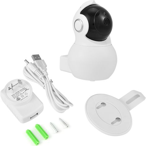 Caméra de Sécurité IP WiFi 1080P avec Vision Nocturne, Audio Bidirectionnel et Support Cloud, Blanc, Prise AU