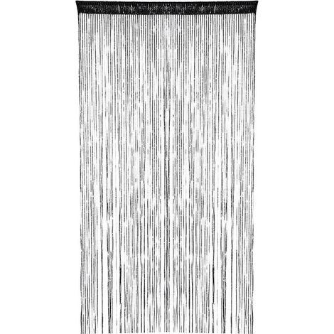 Rideau moustiquaire à franges - Rideau de porte - Rideau décoratif - Habillage de fenêtre - Modèle suspendu - Installation facile - 91 x 200 cm - Noir (1/5)