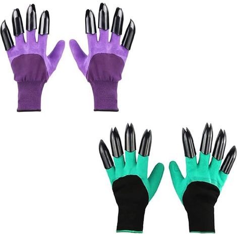 Gants de jardinage pour planter, gants de jardinage à griffes pour femmes, verts/violets (1/5)