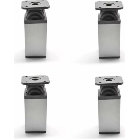 – Pieds de meuble ajustables 4x 40x40mm – En plastique chromé poli – Hauteur 60mm – Capacité 40kg – À visser pour meubles TV et canapés (1/2)