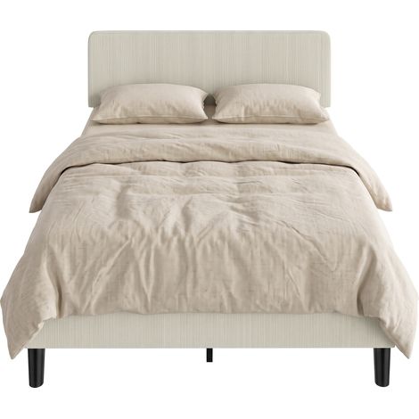 Cadre de Lit Velours Gris Clair 140 x 190 cm Réglable (1/5)