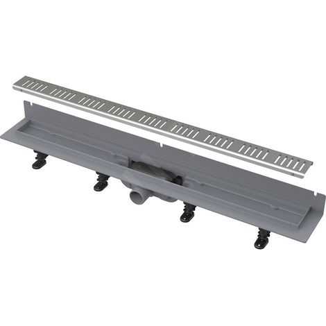 Alca - Caniveau de douche Wall 85 cm, avec collier de fixation au mur, inox mat APZ30-850M (1/3)
