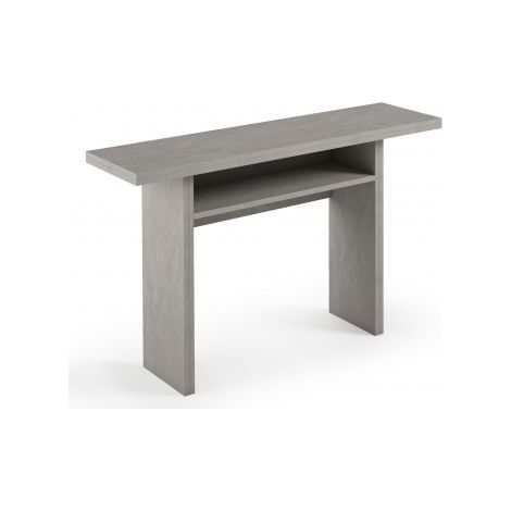 Tavolo consolle estensibile Oplà con piano ribaltabile e vano portaoggetti cemento 120x35/70x75 cm - Terraneo (1/3)