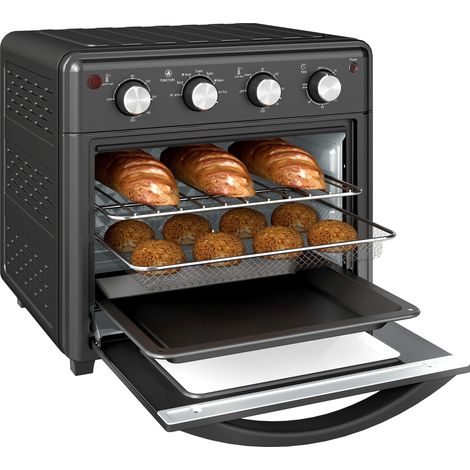 Minibackofen, Heißluftfritteuse, 90-230° C, 7 Programme, Zubehör, Schwarz