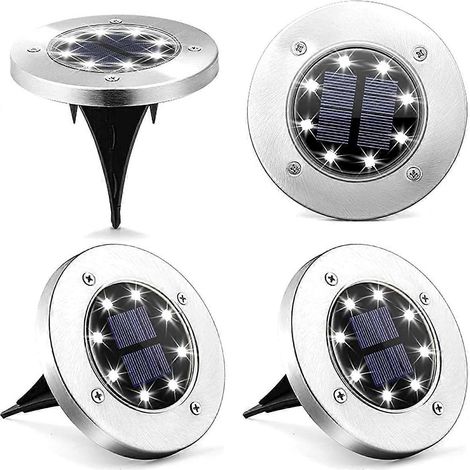 Lot de 4 lampes solaires de sol, 8 lampes de comptoir à LED (blanches) (1/5)