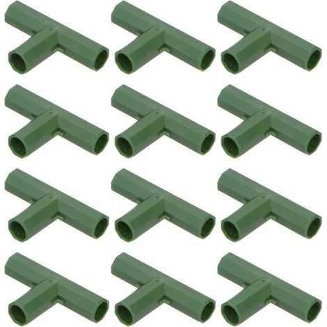12 Pièces 16mm Connecteurs de Construction de Cadre de Serre, Raccord de Tuyau Plat 3 Voies pour Treillis de Raisin/Abri Pare-Soleil, Accessoires de Serre [Vert]