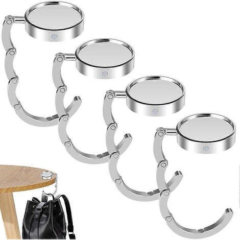 Lot de 4 crochets pliables portables pour sacs, crochets de table pratiques en alliage pour sacs à main et clés, porte-clés multifonctions (1/5)