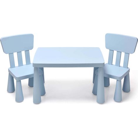 Bords arrondis pour plus de sécurité, table et chaises enfants bleues pour repas, devoirs et loisirs (1/5)