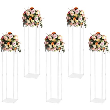 5 pezzi di supporto per colonna in vaso acrilico da 40" di altezza, centrotavola per decorazioni nuziali, elegante supporto per fiori in acrilico, espositore da tavolo, colonna trasparente, pilastro q