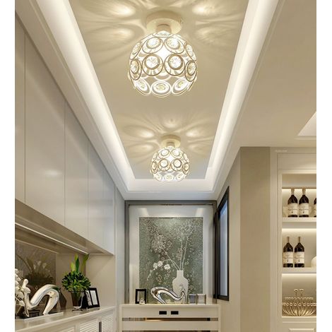 Plafonnier Moderne E27 Luminaire Suspension Abat-Jour en Cristal Lampe de Plafond Intérieur Blanc Ø26CM - 2Pcs (1/5)