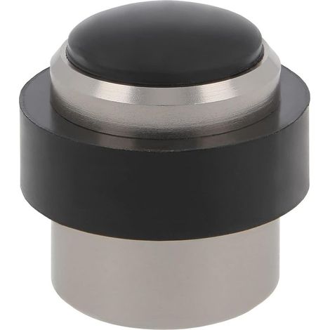 Butée de porte intérieure - 60 mm de hauteur - fixation par vis - vis à bois incluses - avec patin en caoutchouc antidérapant (argenté) (1/5)