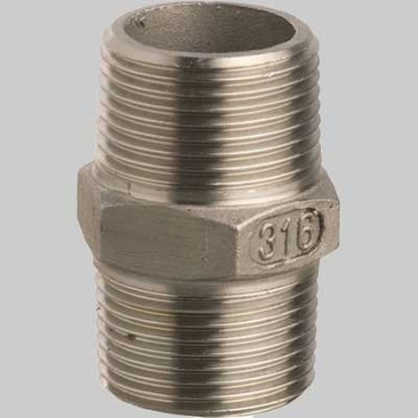 RACCORDO NIPLES DOPPIO IN ACCIAIO INOX - 1/2