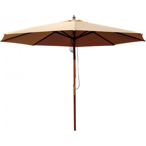 Parasol rond en bois exotique - lot de 5 - 3 m de diamètre - Prodirest (1/4)