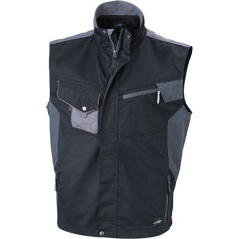 James & Nicholson Workwear Weste JN822 Gr. L black/carbon (1/2)