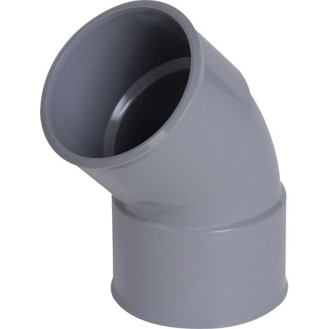 Coude PVC 45 degrés FF 63mm - Raccord Plomberie - Résistant Chimique - Pour Évacuation Eau - Diamètre 63mm
