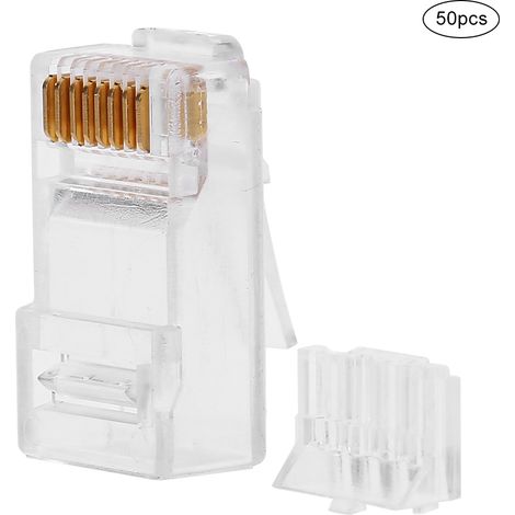 50 connecteurs Ethernet RJ45 non blindés, connecteurs réseau 8P8C, fiches modulaires à tête cristalline (1/5)