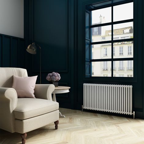 ELEGANT Traditional Horizontal Radiator White Double Radiator Central Heating Column Rads 600 x 1164 mm