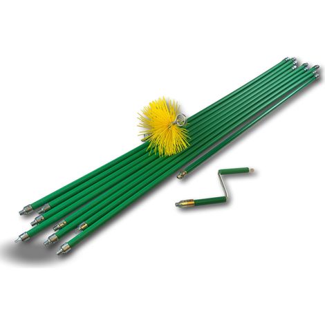 Kibros – Kit ramonage rotatif hérisson nylon autobloquant Ø 180 mm – 9 cannes autobloquantes – Pour conduits gainés – Longueur 8 m (1/5)