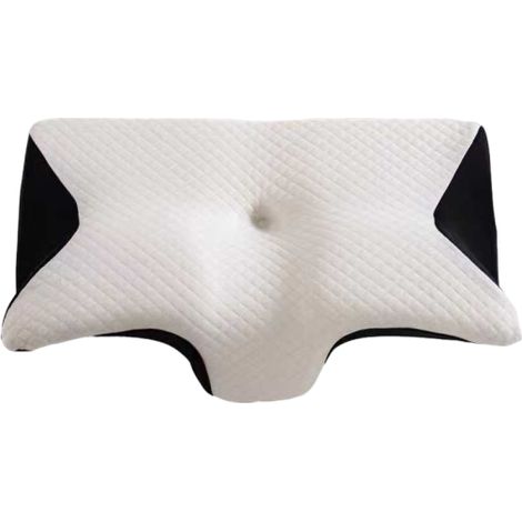Schmetterlingsförmiges Kissen aus langsam zurückfederndem Memory-Schaum in Baumwollform, das einem Horn ähnelt und den Schlaf fördert sowie den Nacken schützt. Druckfreies Memory-Schaum-Kissen.