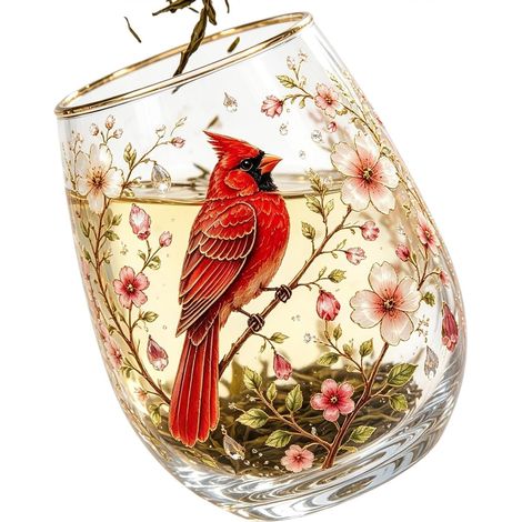 Tasses à thé en verre , tasse café de 414 ml décorée d'un motif d'oiseau relief Gobelet décoratif in