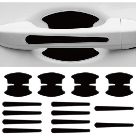JNNJ 14 Pièces Film Autocollant Poignée Portière Voiture, Autocollant Anti-Rayures Pour Poignée Voiture, Poignée De Porte Film De Protection Pour Universelle Pour La Plupart Des Véhicules(Noir) (1/5)
