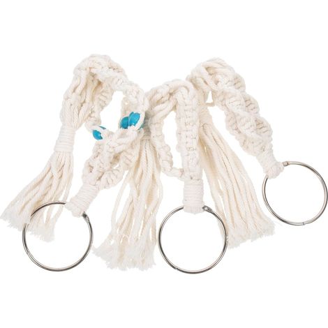 3 paniers suspendus en coton faits main pour pots de fleurs d'intérieur, ornés pompons (1/5)
