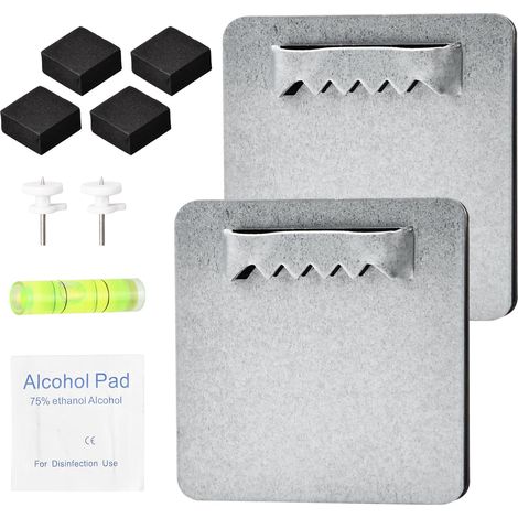 Fixations pour Cadres, Crochets Autocollants, Crochet Cadre Fixation Tableau, Fixation Miroir Mural, Accroche Tableau Sans Percer Adhesif, Supports de Fixations pour Photos et Miroirs (4x4cm, 2) (1/5)