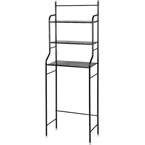Etagère de salle de bain meuble de rangement au-dessus des toilettes wc ou lave-linge avec 3 tablettes,1575526cm-le noir (1/5)