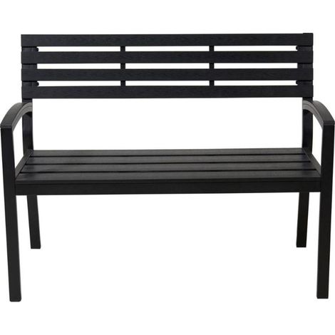 PROGARDEN banco de jardin poliuretano negro 115x55x85 , Banco de jardín de poliuretano negro 115 x 55 x 85 cm, un asiento exterior práctico y resistente, ideal para decorar y equip (1/2)