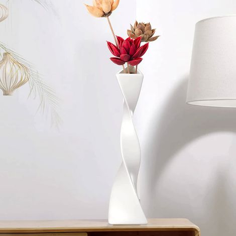 1 Vase, céramique torsadée noir et blanc, design spirale, base triangulaire, décoration intérieur salon bureau (1/5)