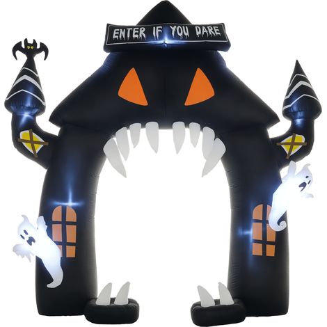 Aufblasbarer Halloween-Bogen, 4 Geister, LED-Beleuchtung, wasserdicht, 300 x 76 x 300 cm (1/5)