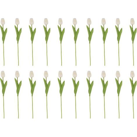 20 PièCes SéRies Blanc 13.8 Pouces Fleurs de Tulipes Artificielles pour la DéCoration de FêTe, DéCoration de Mariage (1/5)
