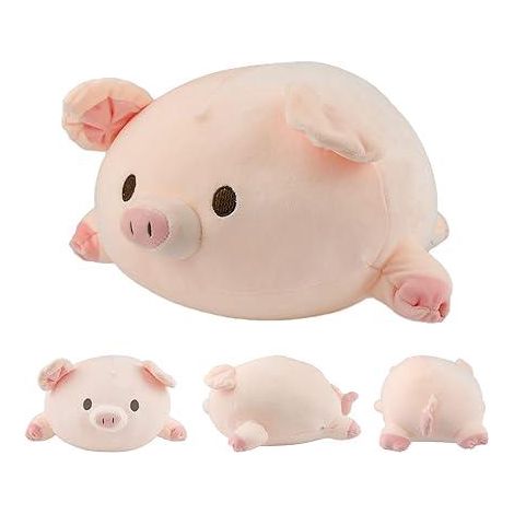 Coussin Peluche Cochon Rose 40cm, Animal Jouet Tendance Kawaii, Oreiller Confortable et Douillet, Doudou Corps Porcinet, Déco Maison Créative, Idéal Cadeau Anniversaire Noël pour Tous Âges et Voyage (1/5)
