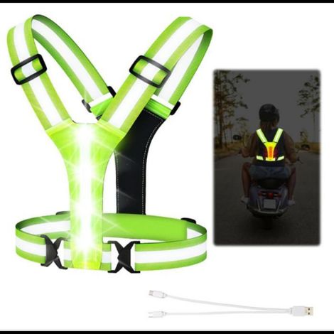 LED Gilet de Sécurité USB, Gilet Running Haute Visibilité avec indicateur de Sécurité et Ceinture Réfléchissante,pour Jogging (1/4)