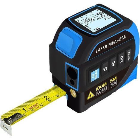 Mètre Laser 3-en-1 avec Ligne Croisée  40m Laser + 5m Ruban AutoBloc  Grand Écran LCD (m/ft/in) & Calculs Surface/Volume  Bricolage, BTP, Professionnels