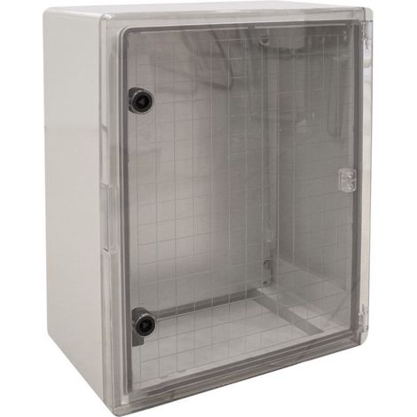 Em Distribution – Coffret électrique ABS 500x400x245mm étanche IP65 – Résistance chocs IK10 – Porte transparente – Plaque de montage incluse (1/5)