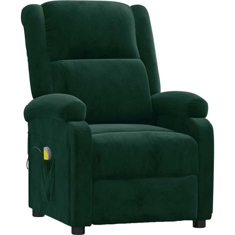 Maison Exclusive - Poltrona Massaggiante Verde Scuro in Velluto (1/5)