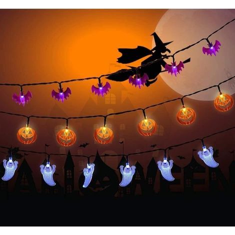 Halloween-Lichterkette - Set mit 3 Stück - 3 Meter - 20 LEDs - AA-Batterien nicht enthalten