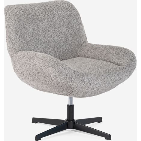 Poltrona girevole elegante in tessuto bouclé da salotto ufficio Lehm - Grigio