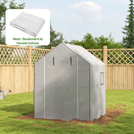 Bâche de rechange pour serre de jardin 140 x 143 x 190 cm avec fenêtre et porte zippée résistante aux UV (1/5)