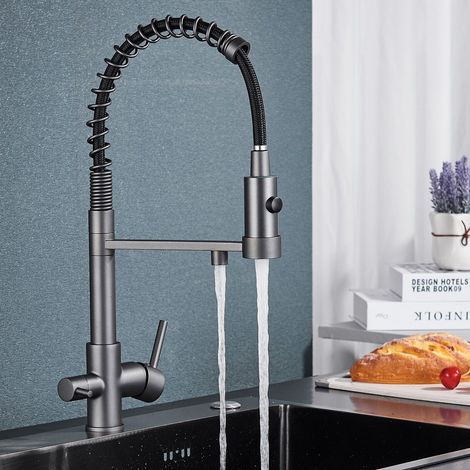 Robinetterie Cuisine Eau Potable Robinets tactiles d'évier de cuisine Robinetterie de Cuisine 2 Jets, Mitigeur Evier Rotatif à 360° (1/3)