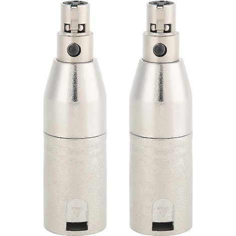 Deux adaptateurs audio mini XLR femelle 3 broches plaquées or vers XLR mâle 3 broches plaqué argent (1/4)