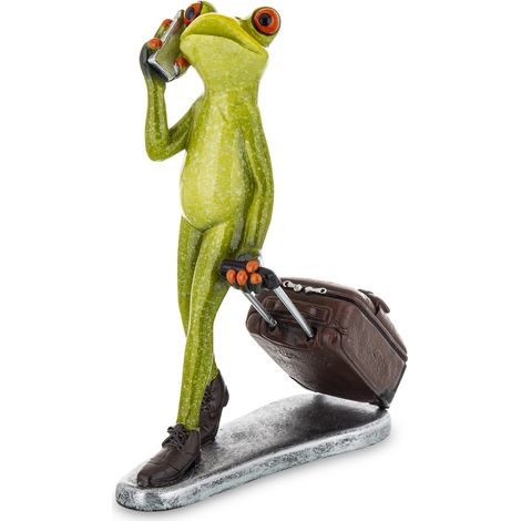 Figura - Rana viajera con maleta 18 cm (1/5)