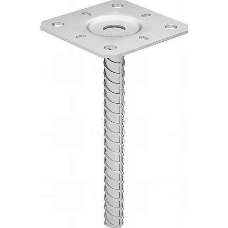 Embase pied de poteau carrée zinguée à ancrer - 80 x 202 x 3,0 mm