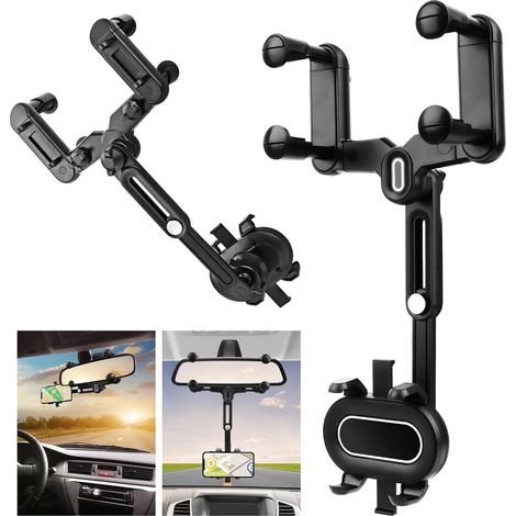 Support Téléphone Voiture,Rotation 360° Fixe Voiture Telephone Un Bouton de Libération,pour Voiture pour téléphone Portable,pour Tableau de Bord & PareBrise (1/5)