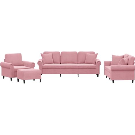 Maison Exclusive - Set di Divani 4 pz con Cuscini Rosa in Velluto