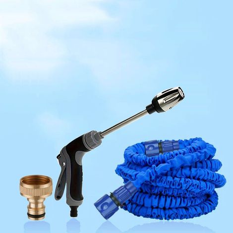 Tubo da giardino estensibile da 7,5 m (25 piedi) - Pistola a spruzzo con asta lunga, grigio e nero (nuova versione), kit completo-lsw (1/4)